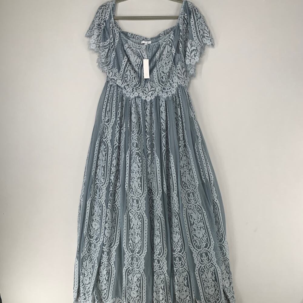 Elegant Blue Lace Women Dress